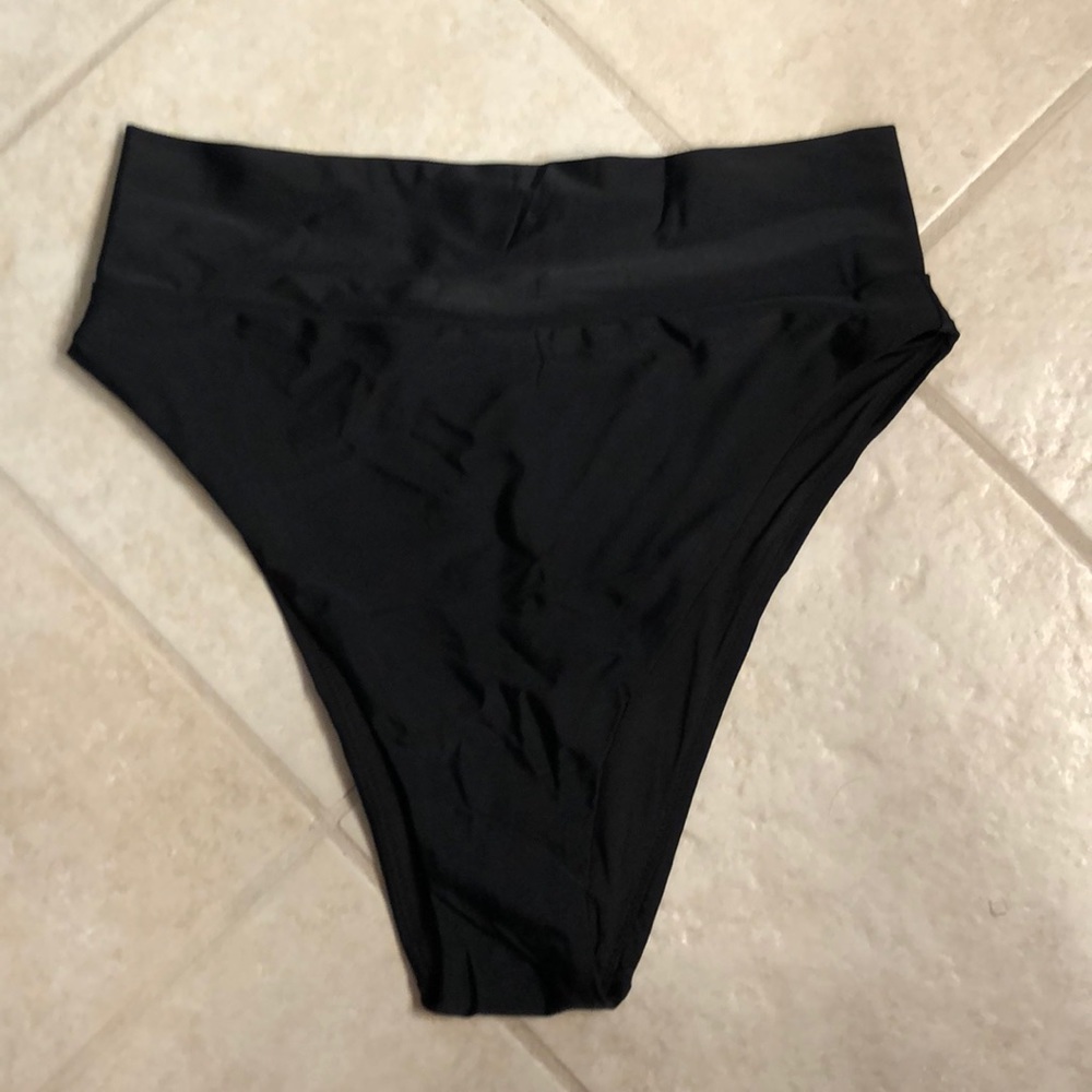 Aerie Black High-Cut Bikini Bottoms